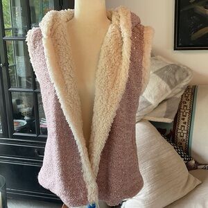 Cozy Pink and Cream Teddy Sequined Hooded Vest